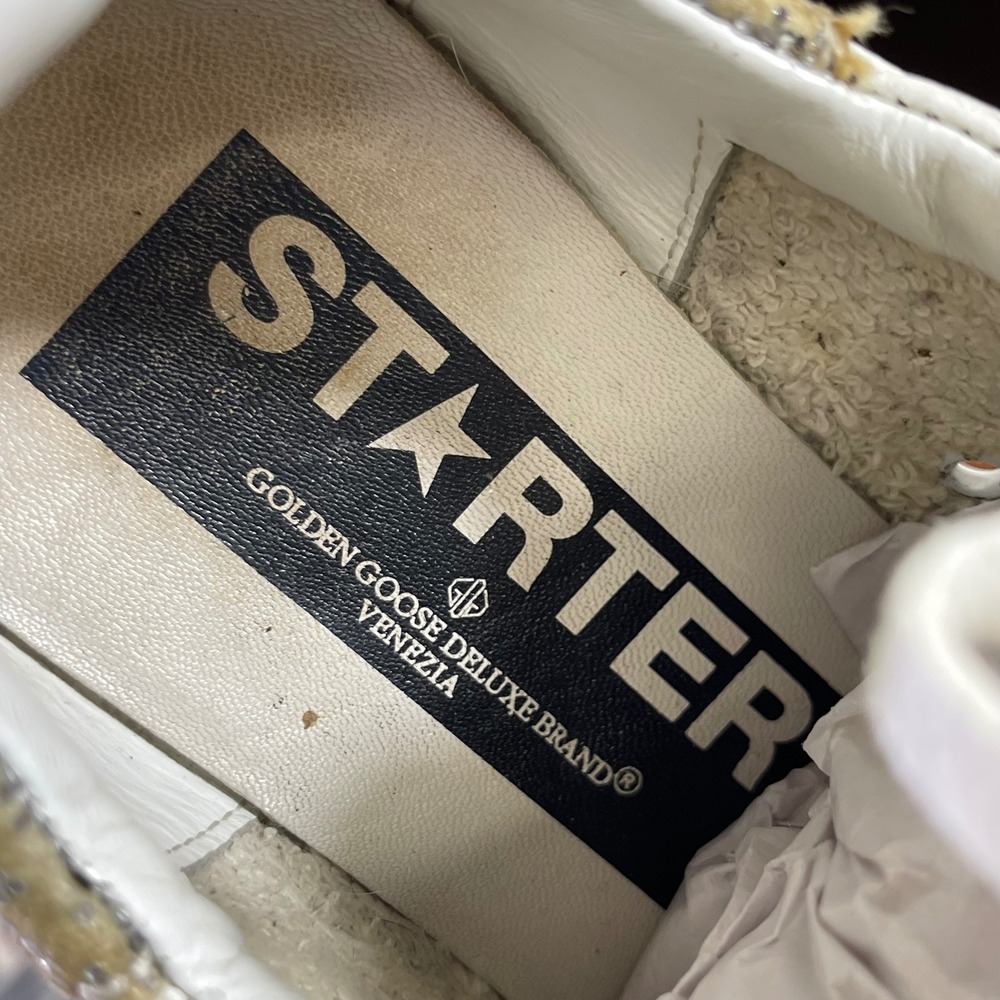 Golden Goose Starter White Leather Silver Glitter Sneakers Women's 36 EU/6 US - Picture 11 of 15